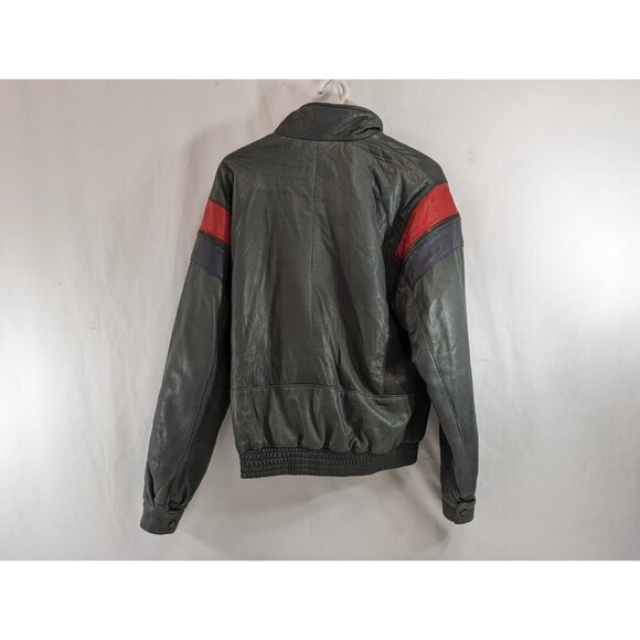 Cordovan Montreal Leather Jacket Grey w/ Red Accent Size 40 Mens Bomber Vtg - Picture 7 of 10